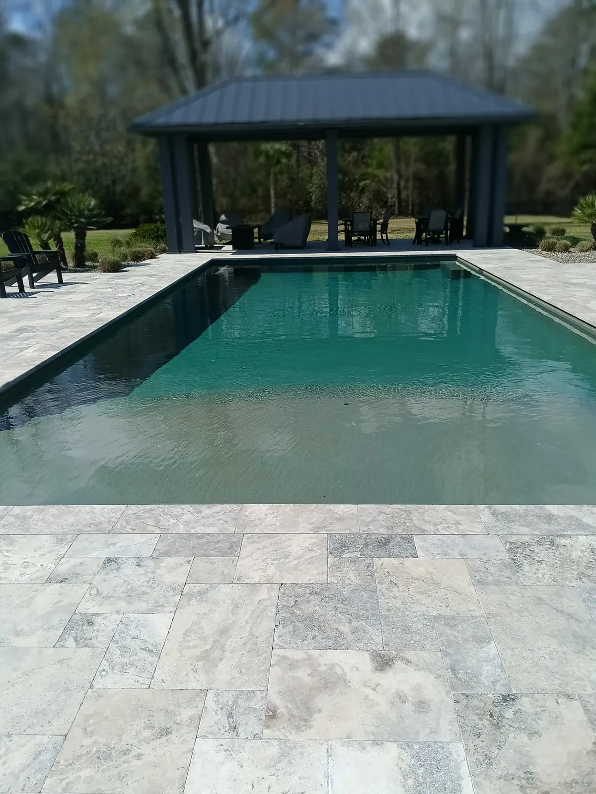Travertine deck pool