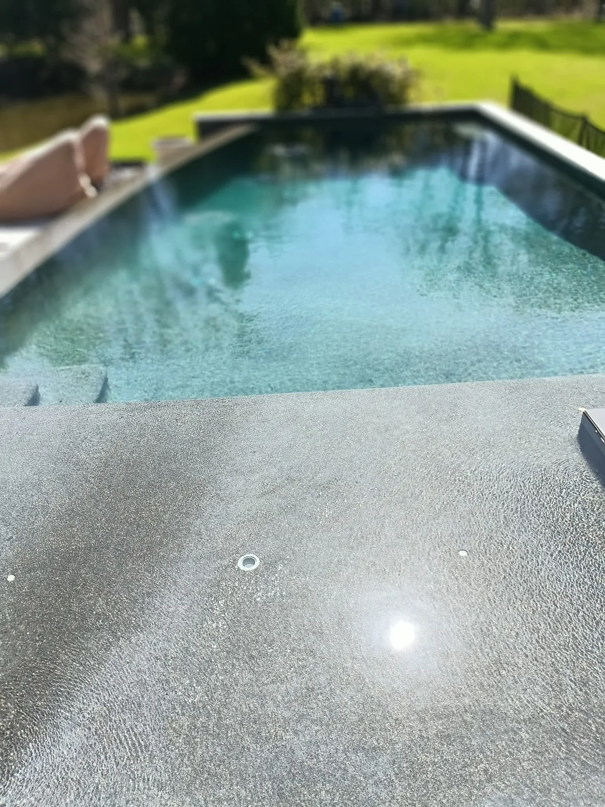 Pool with landscaped backyard